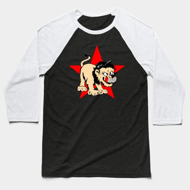 Hungry lion with out tongue and star in the background Baseball T-Shirt by Marccelus